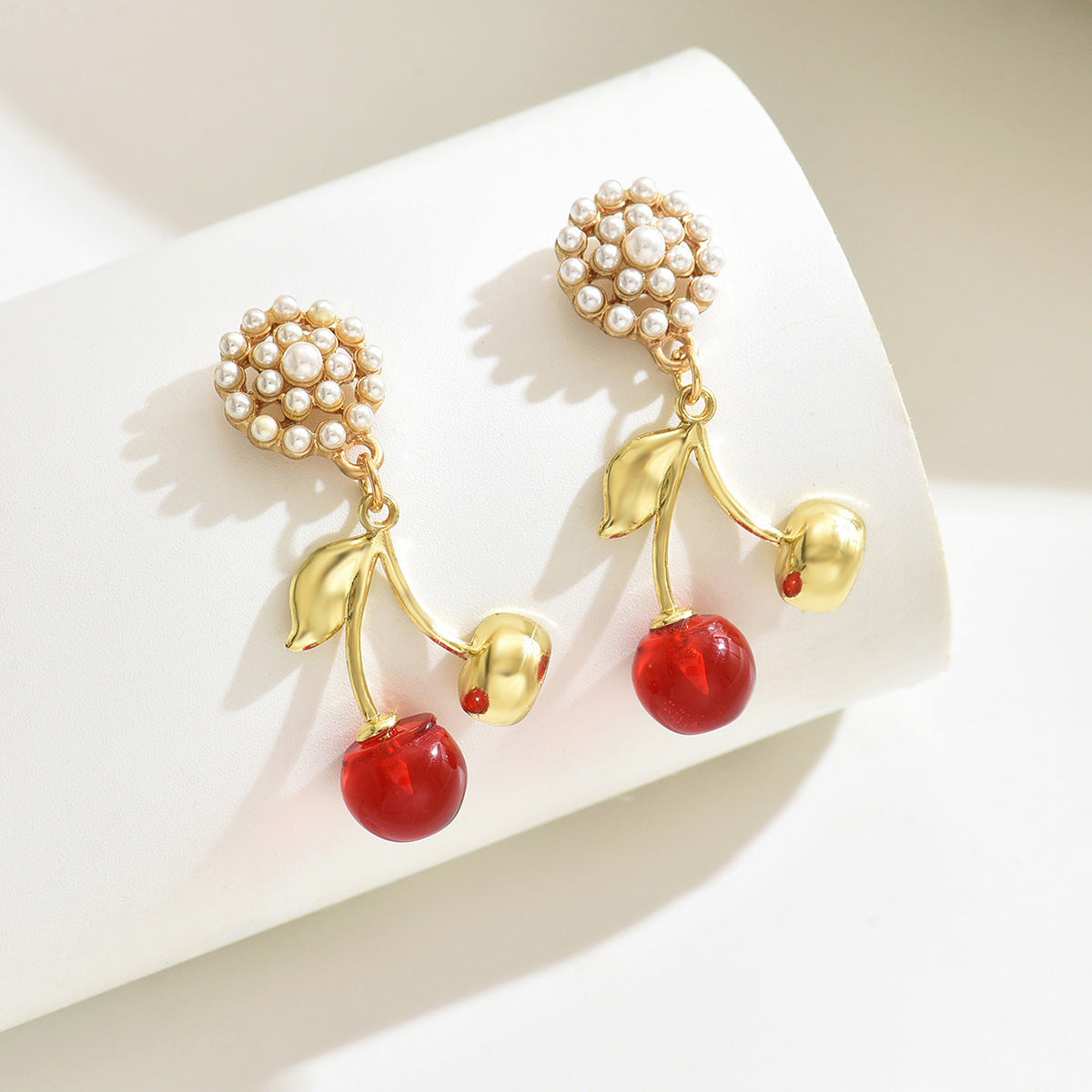 Wholesale  four color optional pearl cherries earrings