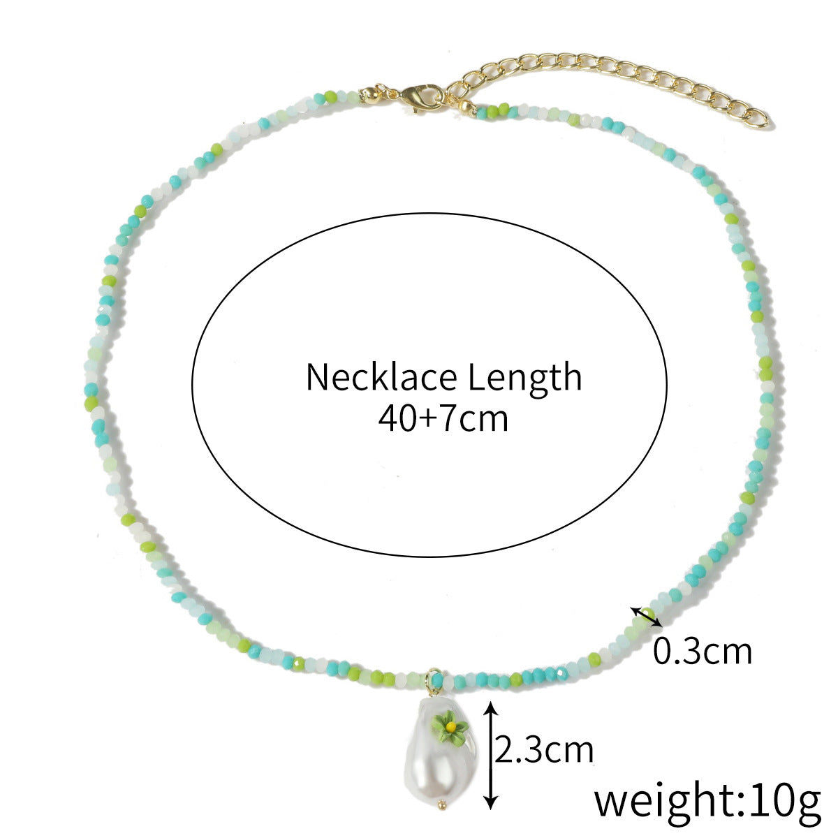 Wholesale  Non-Fading Simple Rice Bead Beaded Necklace Women' s Light Luxury Niche Design Color Crystal Necklace
