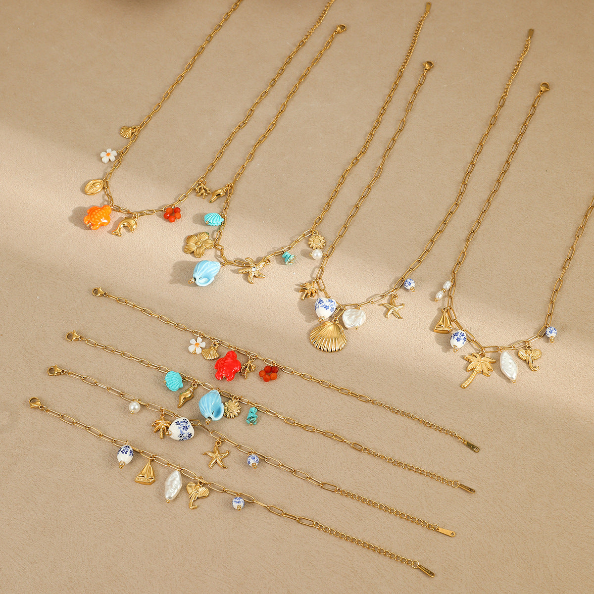 Wholesale Beach Wind Tassel Starfish Shell Pendant necklace