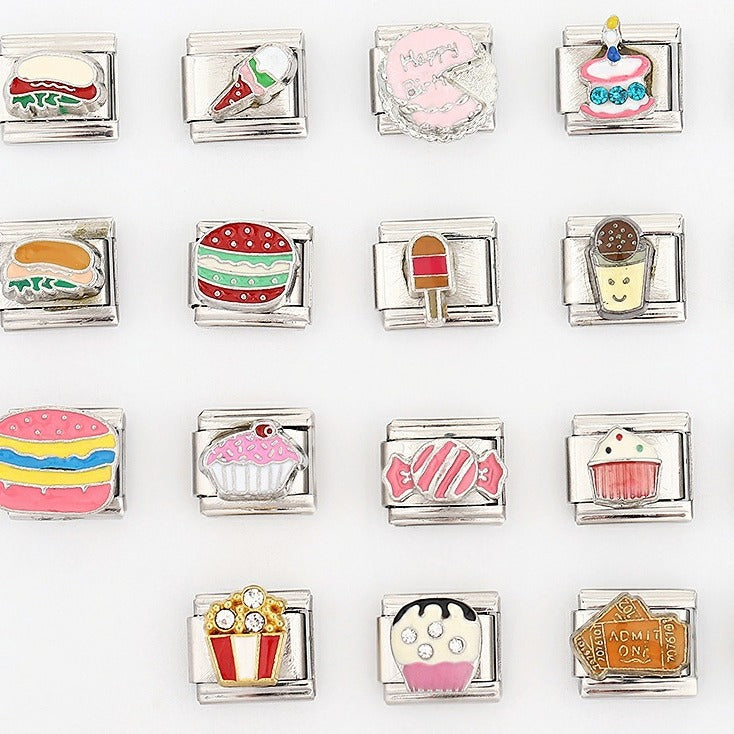 Wholesale Italian Style Modular Hamburger Charm Bracelet Stainless Steel Electroplated Unisex Gift