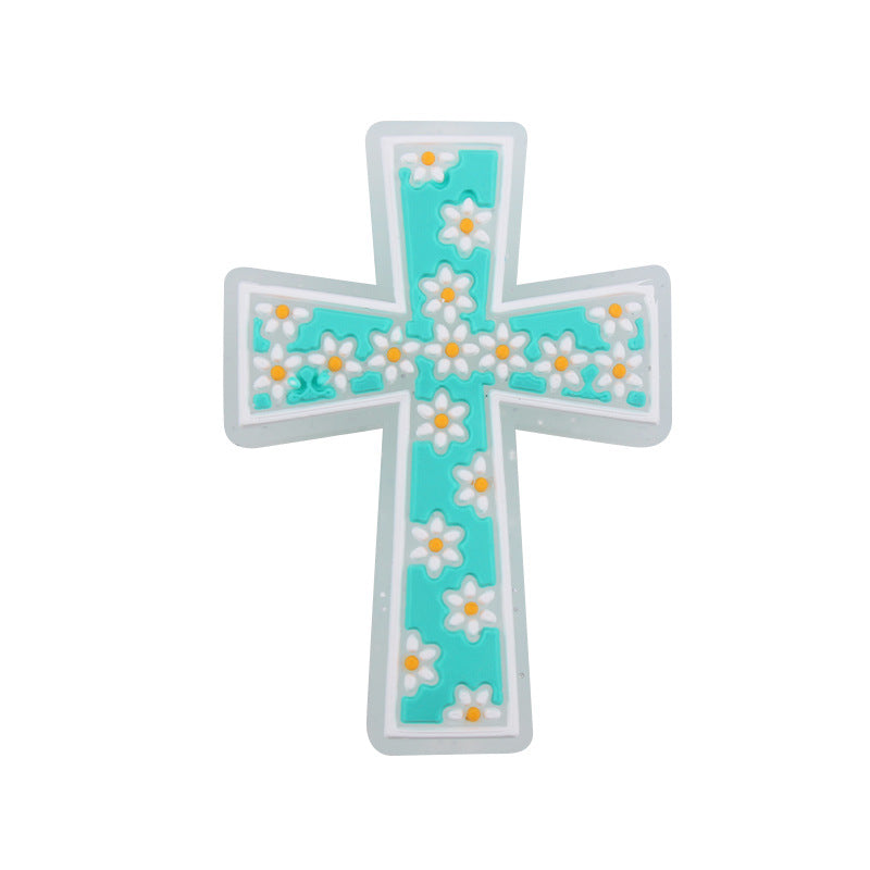Wholesale 10pcs Cartoon Cross Flower Autism Care Focal Beads DIY Bead Accessories