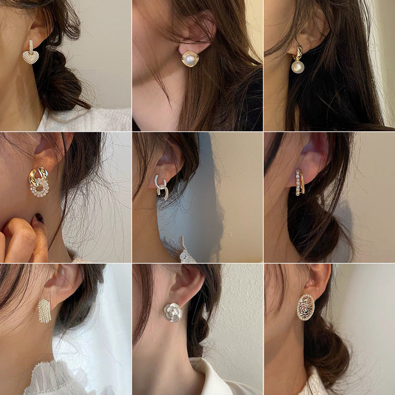 Wholesale Sterling Silver Earrings Flower Pearl Earrings ACC-ES-Hanxi014