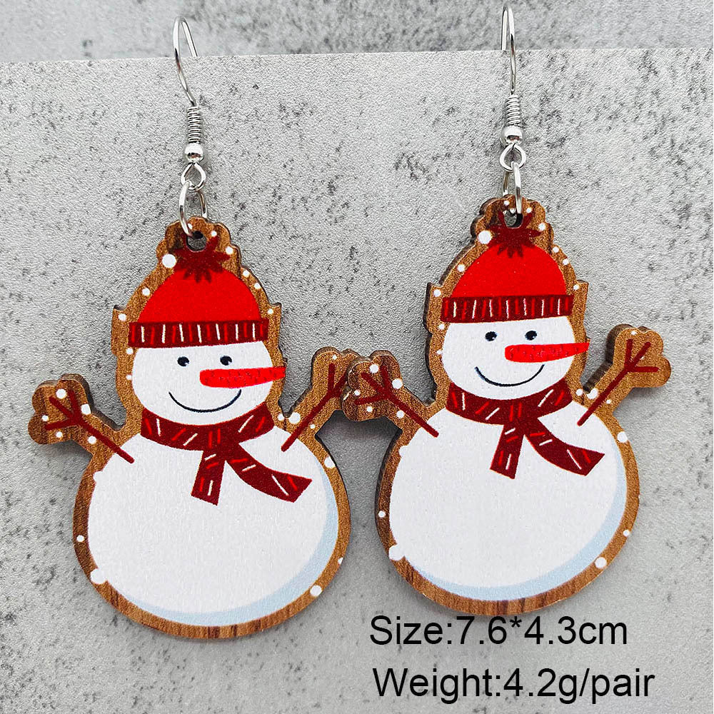 Wholesale Christmas Bell Santa Claus Wood Earrings ACC-ES-PuCi004