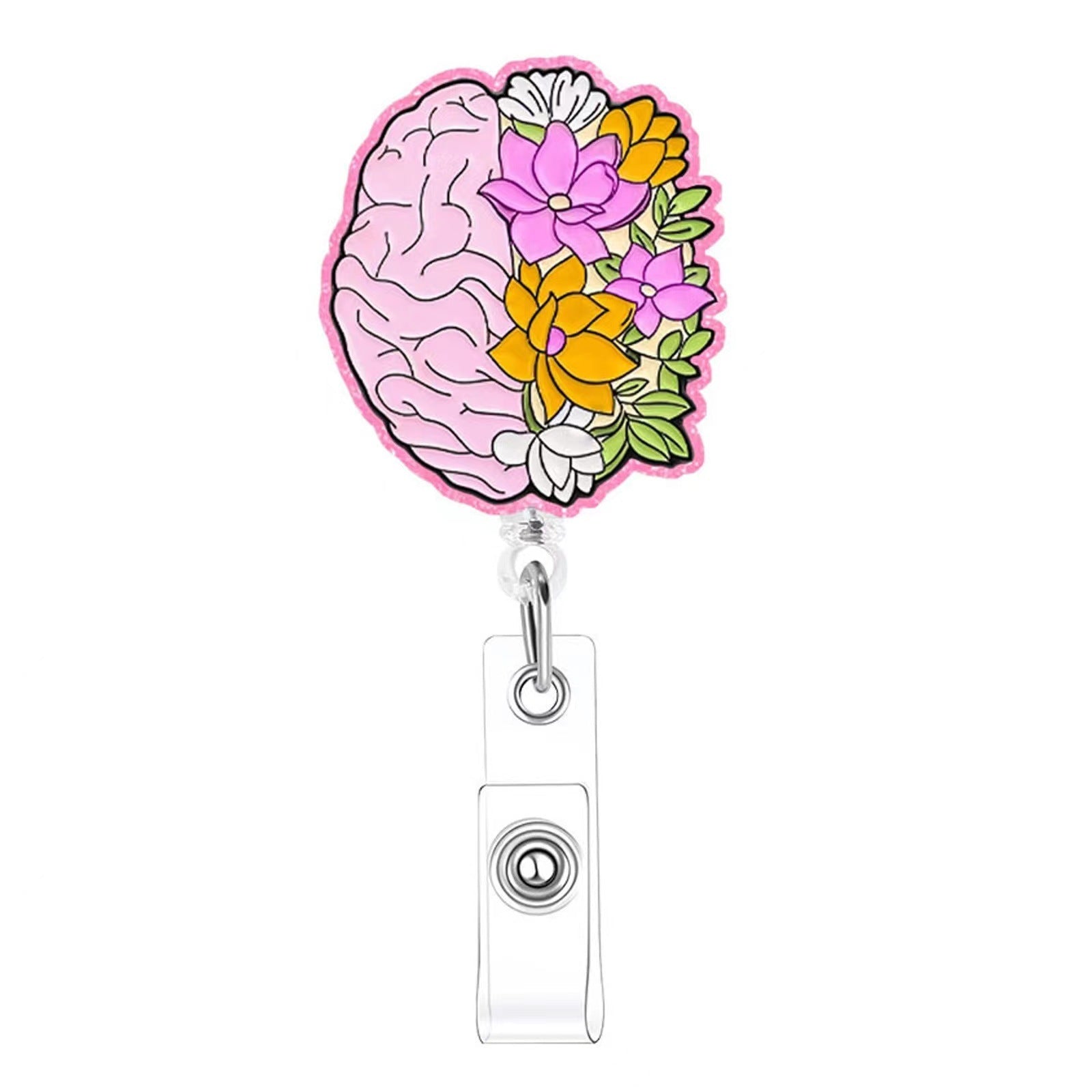 Wholesale Acrylic Organ Brain Heart Doctor Nurse Day Telescopic Rotating Badge Keychain ACC-KC-LingYu007
