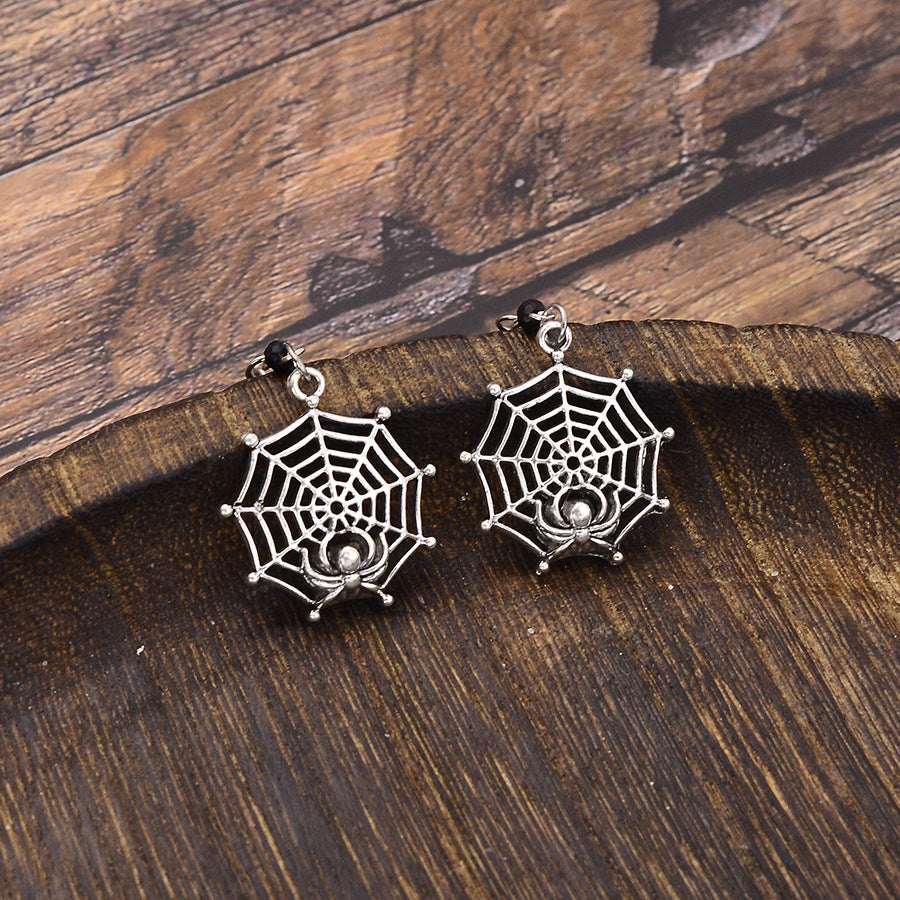 Wholesale Chic Gothic  Web Pendant Earrings For Women Antique Silver Zinc Alloy Party Jewelry Accessory Gift