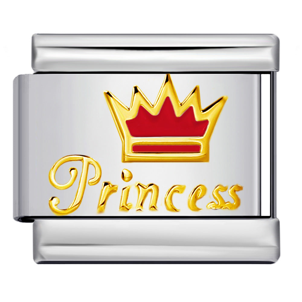 Wholesale Italian Charm Bracelet 9mm DIY Splicing Removable Colored Oil Drop Crown Stainless Steel Composable Bracelet