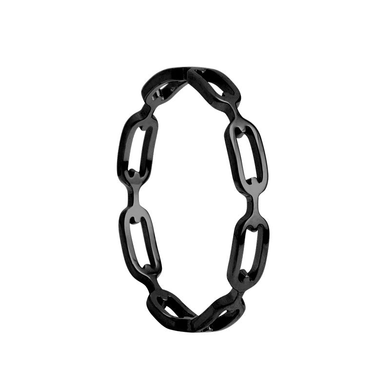 Wholesale Trendy Titanium Steel Cut Out Chain Ring Fashion Jewelry Accessory for Gift or Everyday Wear