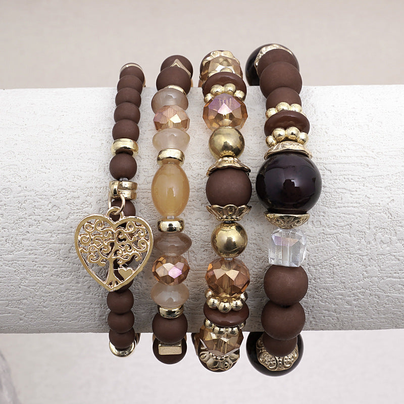 Wholesale bohemian style color beads love four-piece bracelet