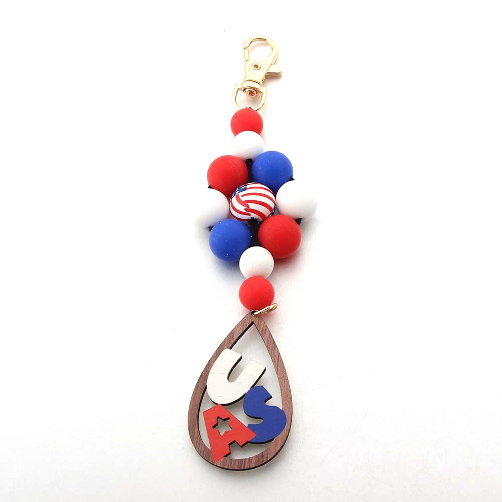 Wholesale American Independence Day Silicone Beaded Keychain ACC-KC-JinAn006