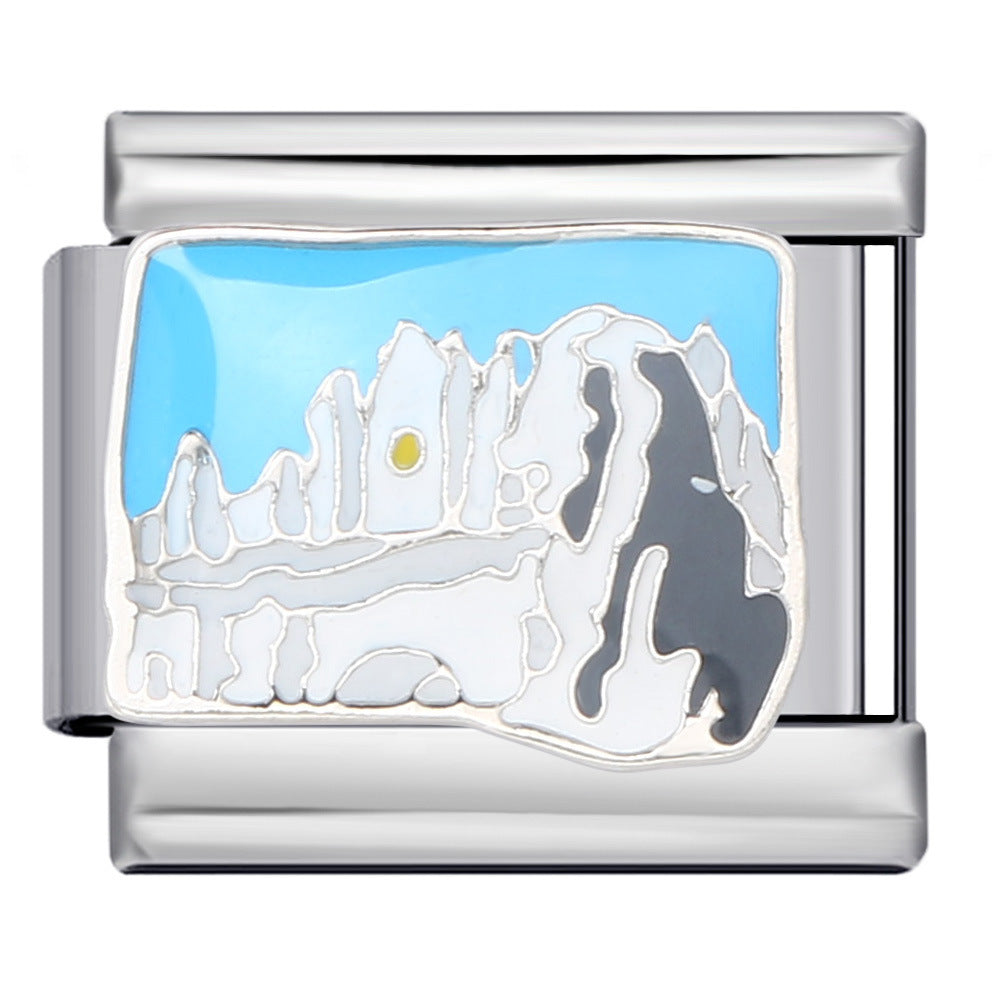 Wholesale  Italian Charm Bracelet 9mm DIY Splicing Removable Landscape Element Stainless Steel Composable Bracelet