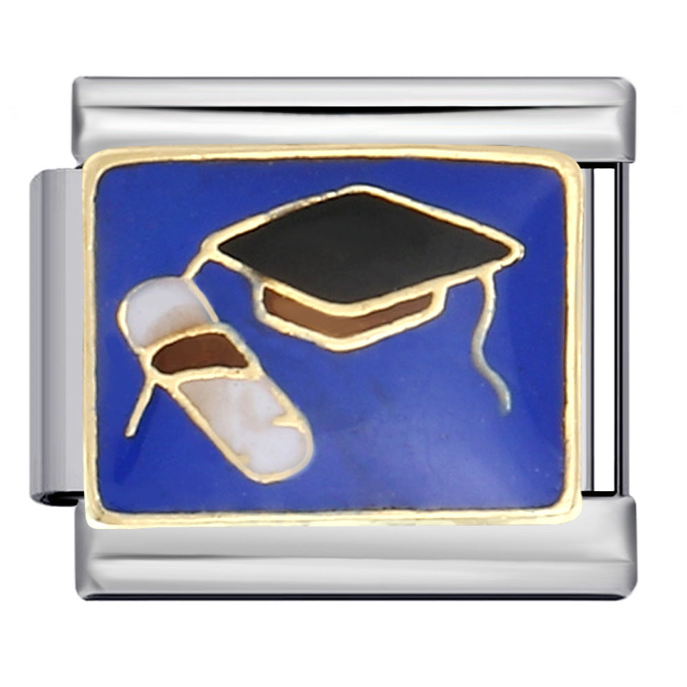 Wholesale Italian Charm Bracelet 9mm DIY Splicing Removable Student Graduation Pattern Stainless Steel Composable Bracelet