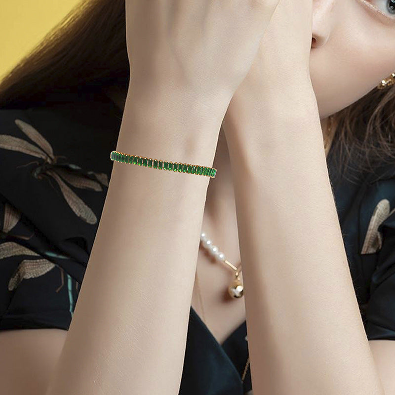 Wholesale Colorful Zircon Full Diamond Claw Chain Colorful Rice Beads Bracelet ACC-BT-Jiay003