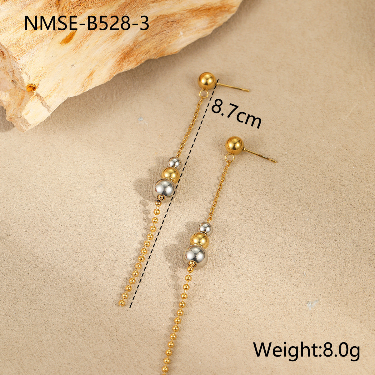 Wholesale  gold and silver color matching round bead earrings