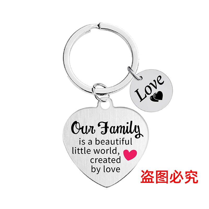 Wholesale Color Printing Family Affection Inspirational Dad Mom Sister Brother Metal Keychain Holiday Gift ACC-KC-Ganggu019