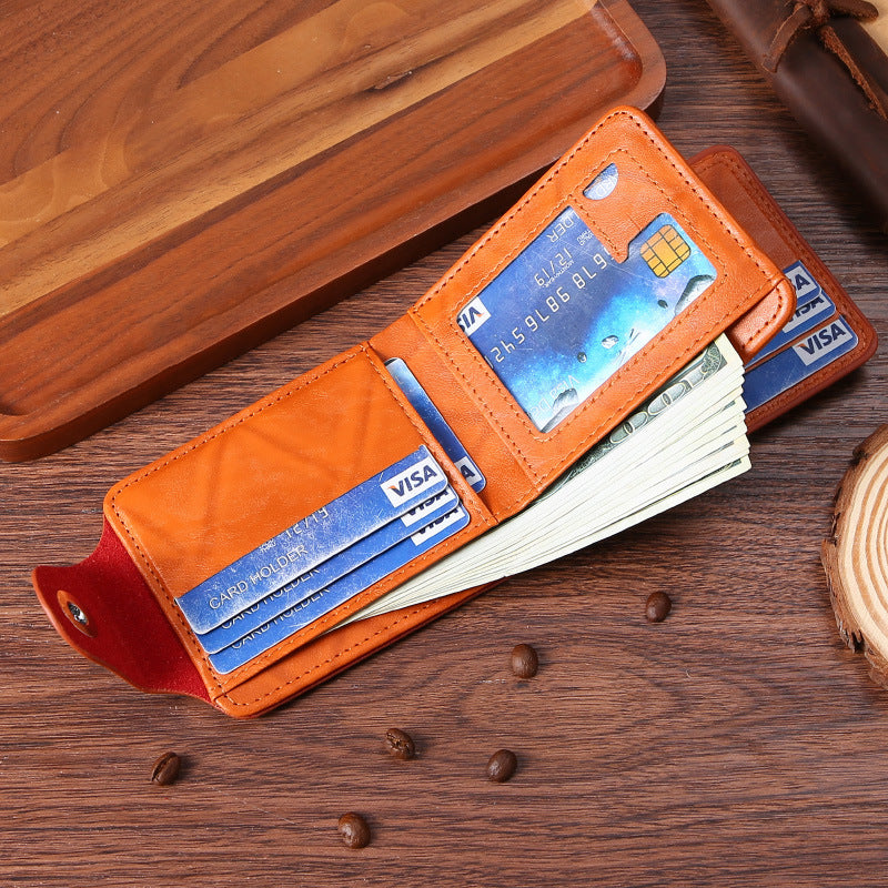 Wholesale short two-fold buckle multi-card wallet