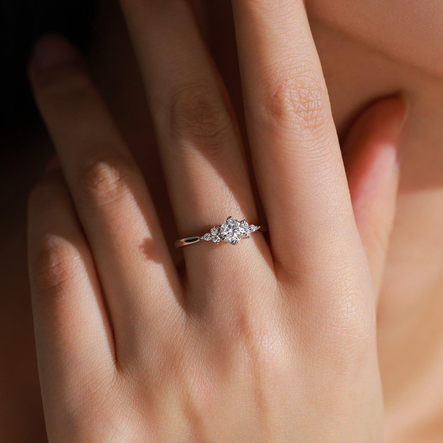 Wholesale 925 Sterling Silver Light Luxury  Diamond Ring