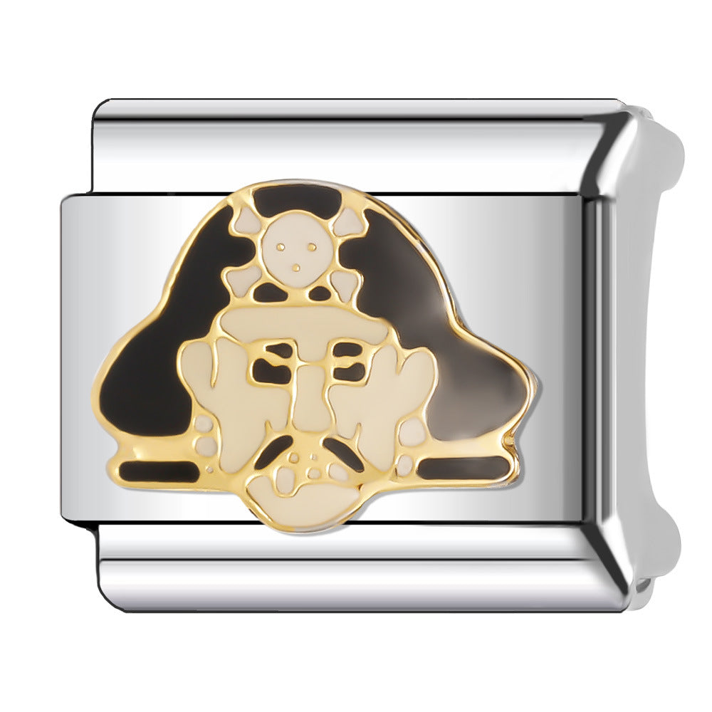 Wholesale Italian Charm Bracelet 9mm DIY Splicing Stainless Steel Creative Pattern Composable Bracelet