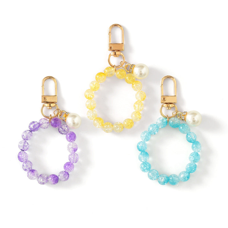 Portachiavi colorato con perline di cristallo acrilico all'ingrosso