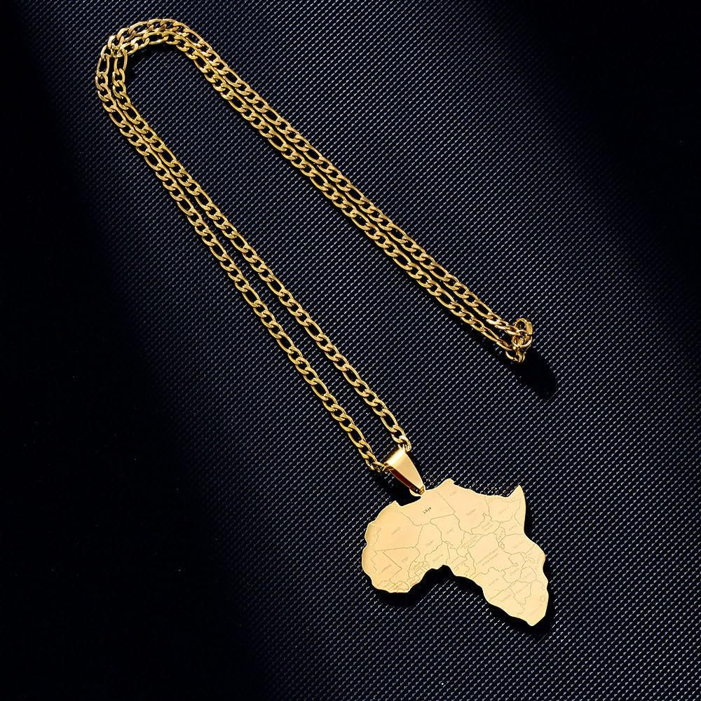 Wholesale stainless steel pendant  African map necklace