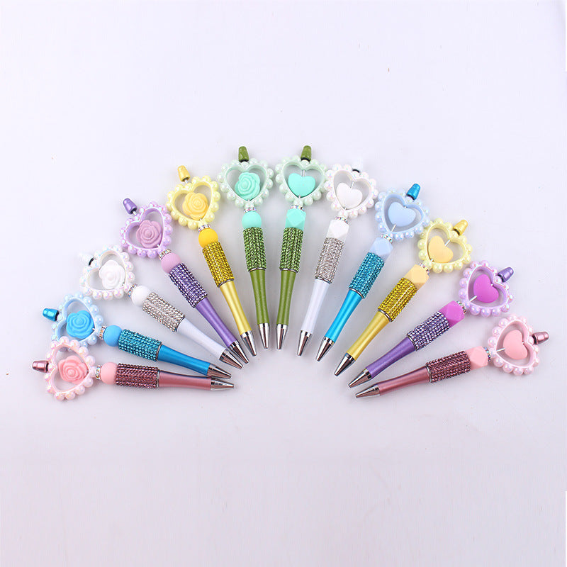 Wholesale  cartoon silicone love rose teether beads beaded pen