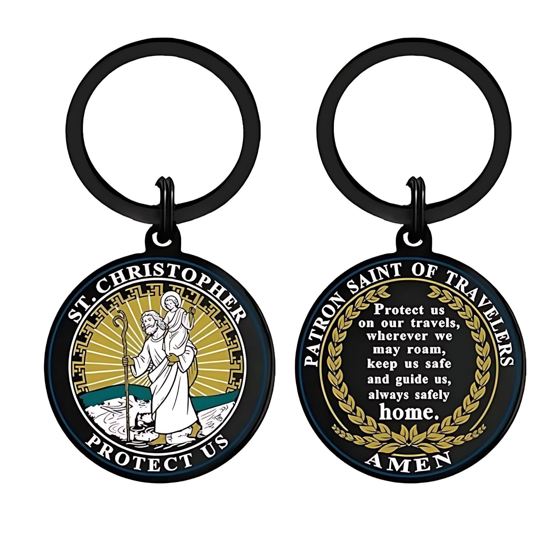 Wholesale Saint Christopher Traveler Keychain Stainless Steel Car Key Accessory Gift