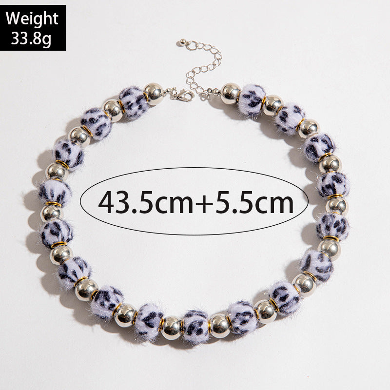 Wholesale  color beaded clavicle chain  fur ball beaded Christmas series necklace