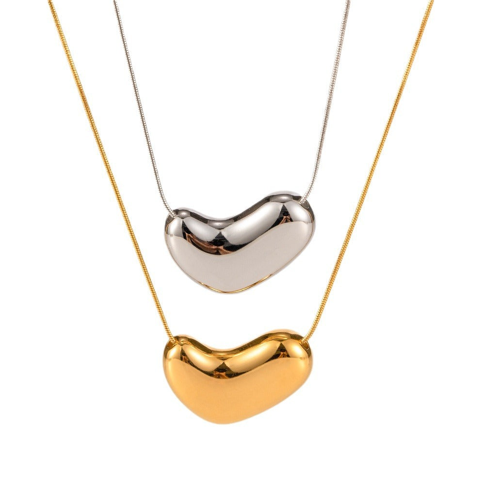 Wholesale light luxury heart-shaped titanium steel 18k gold-plated snake bone chain