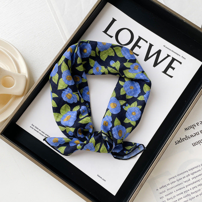 Wholesale Cotton blue cashew scarf small square scarf