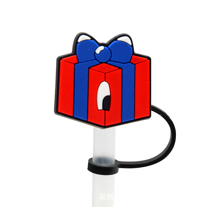 Wholesale 10PCS 7-8mm Straw Tube Cap Love Leopard Pattern Rainbow Cow Pattern PVC Soft Rubber Dust Stopper Cute Straw Decoration ACC-SCR-KuaJ002