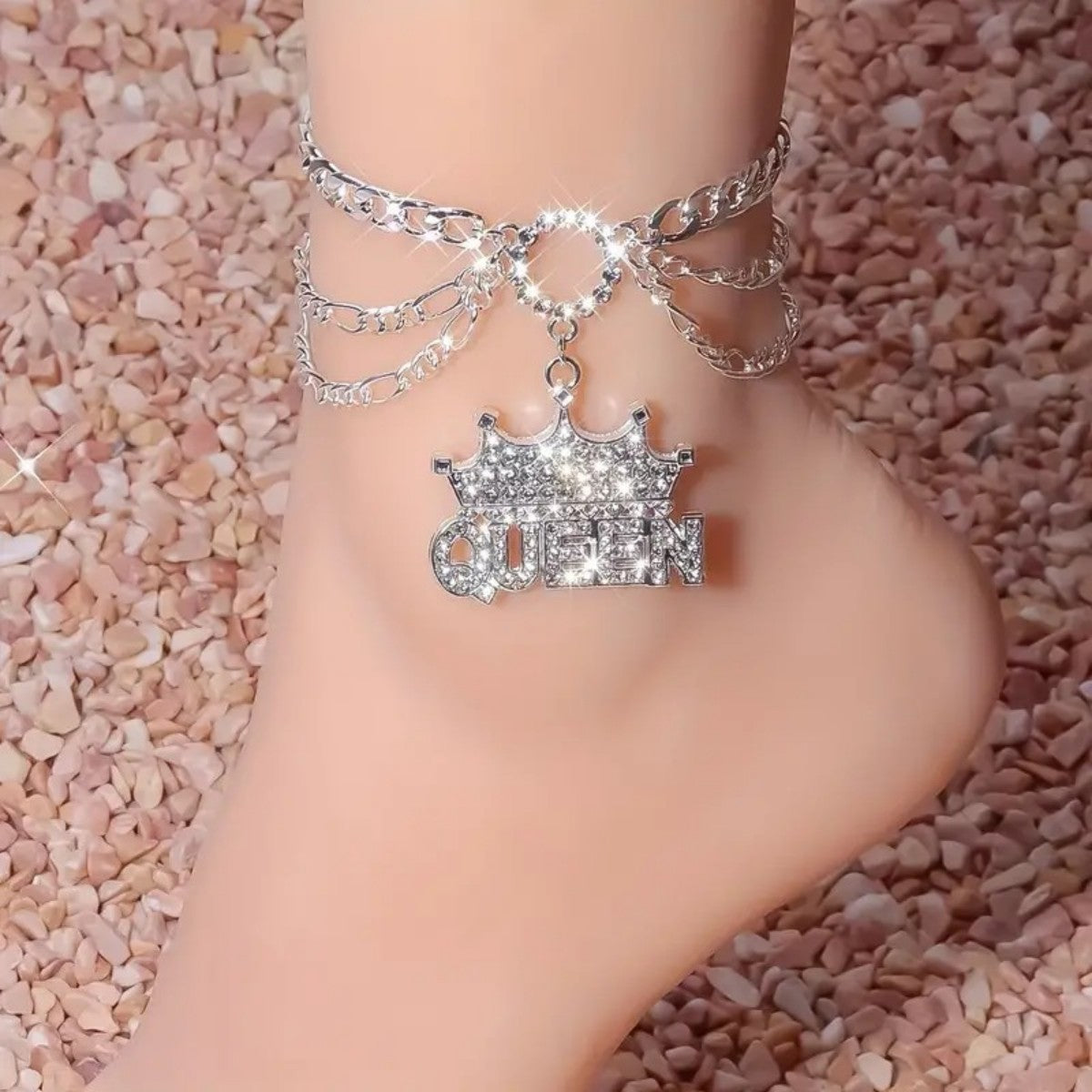 Wholesale Diamond Crown Queen Letter Anklet