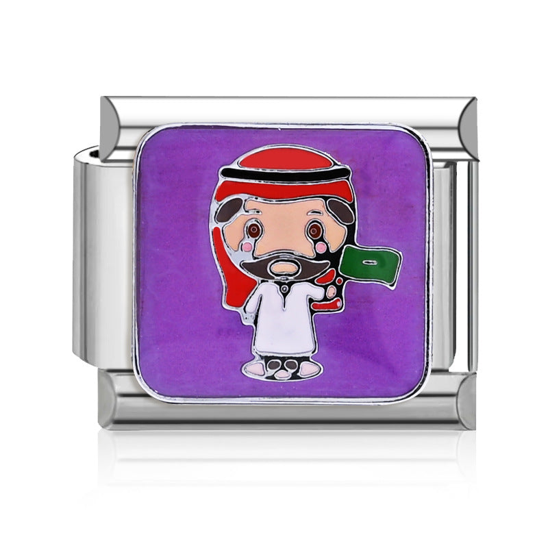 Wholesale  9mm Italian Charm Starter Bracelets DIY square Single Section Creative Stainless Steel Composable Bracelet