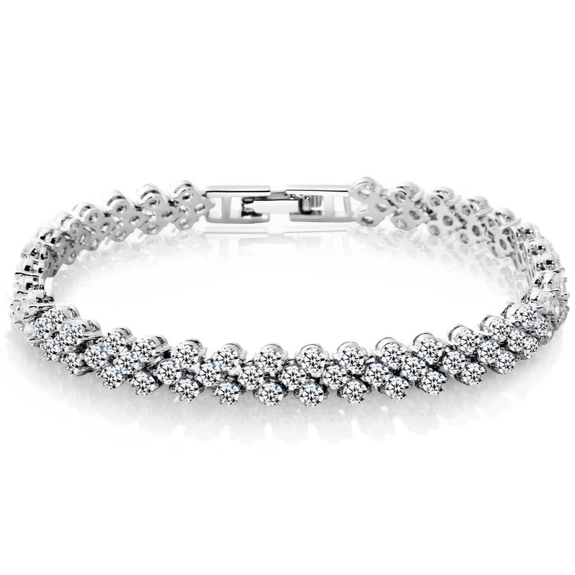 Wholesale Heart-Shaped Roman Style Zircon Crystal Bracelet,  European American Fashion Jewelry Accessory for Women Boutique Resale