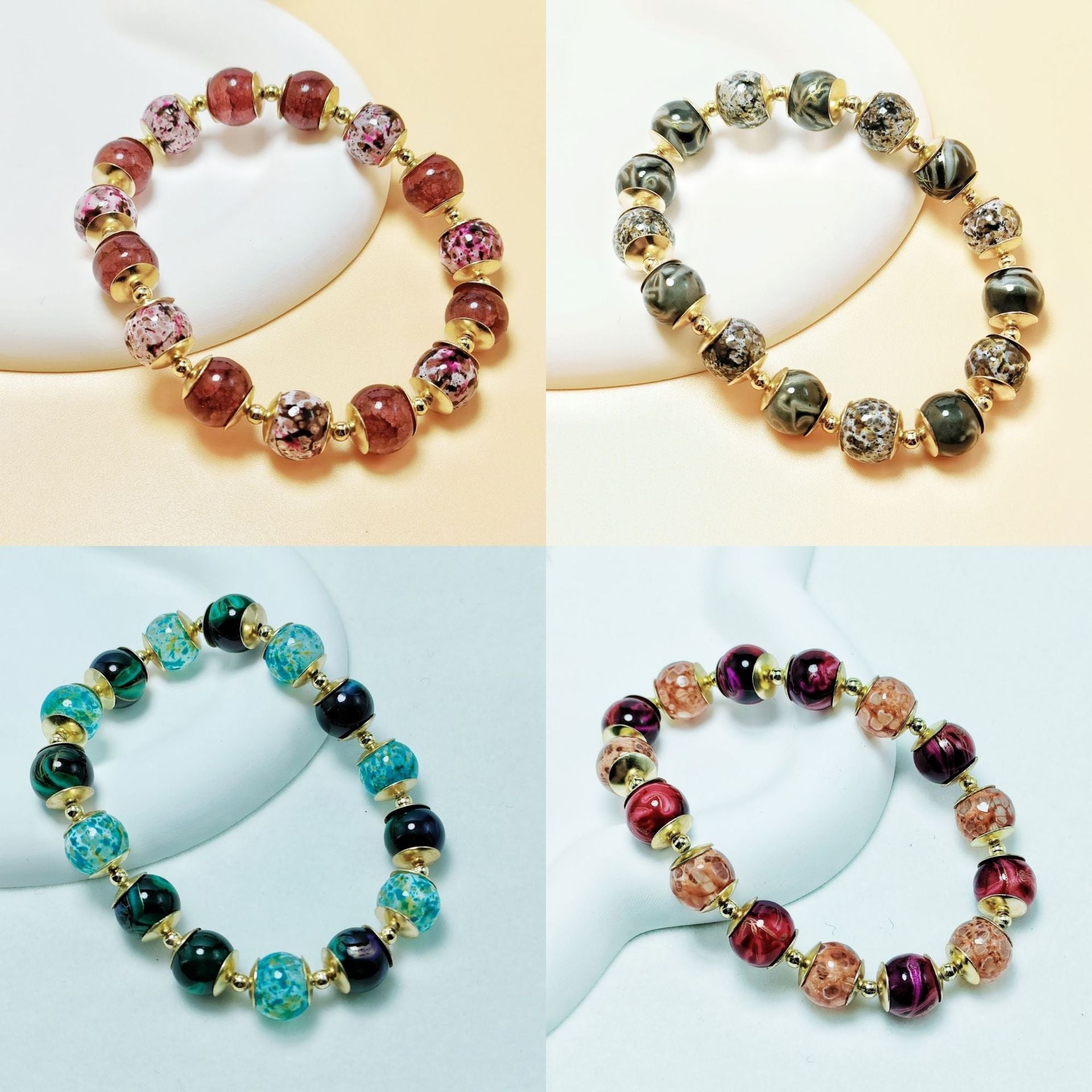 Wholesale Glass Cap Beaded DIY Fashion Bracelet ACC-BT-Qiyu002