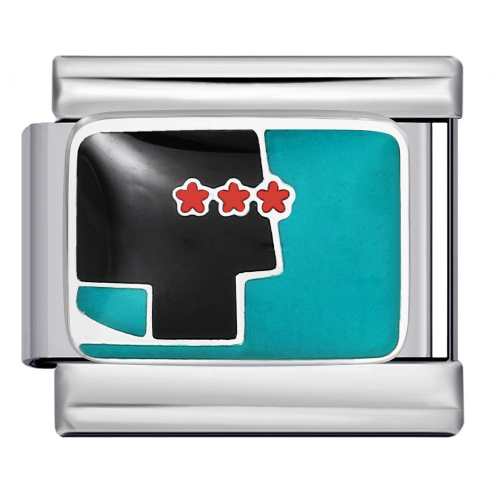 Wholesale 2pcs/pack  Italian Charm Bracelet 9mm DIY Splicing Creative Pattern Stainless Steel Composable Bracelet