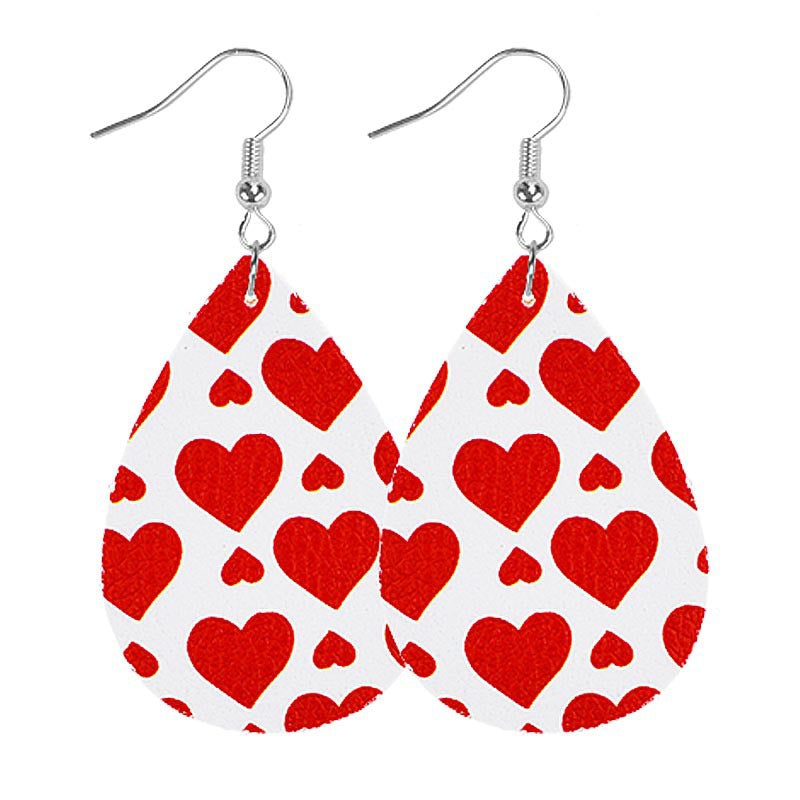 Wholesale PU leather heart-shaped earrings