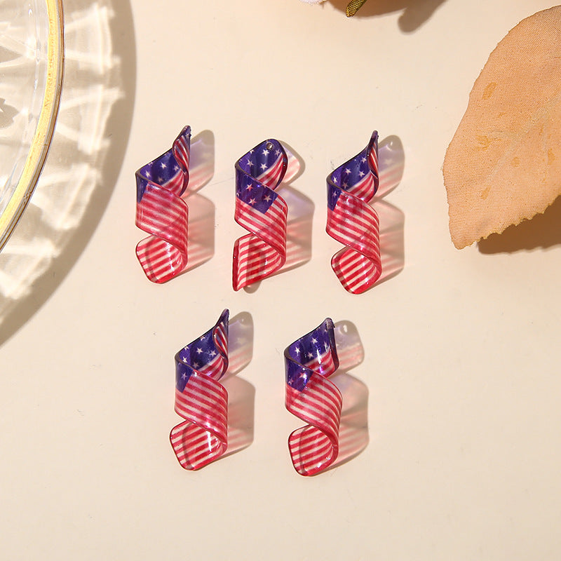 Wholesale Spiral Acrylic American Flag Earrings ACC-ES-YanChen007