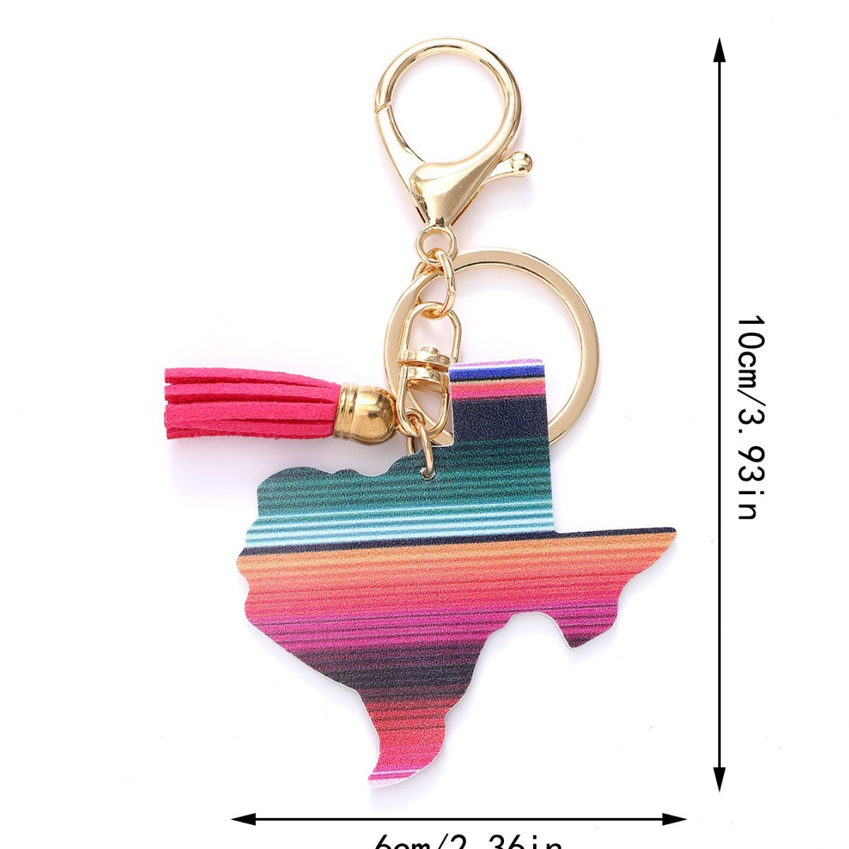 Wholesale Western Style Aztec Cactus Rainbow Leather Tassel Keychain ACC-KC-YTian008