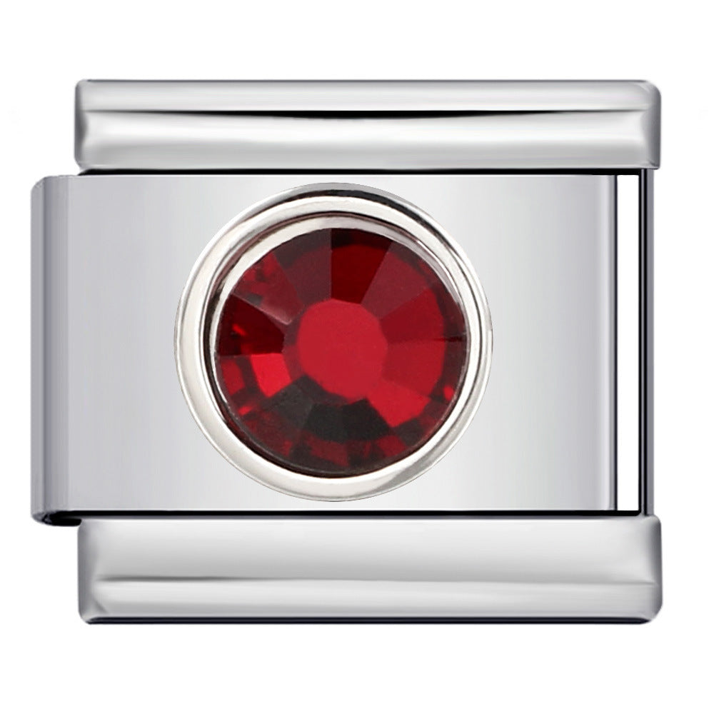 Wholesale Italian Charm Bracelet 9mm DIY Splicing Removable Circle Colored Stone Stainless Steel Composable Bracelet