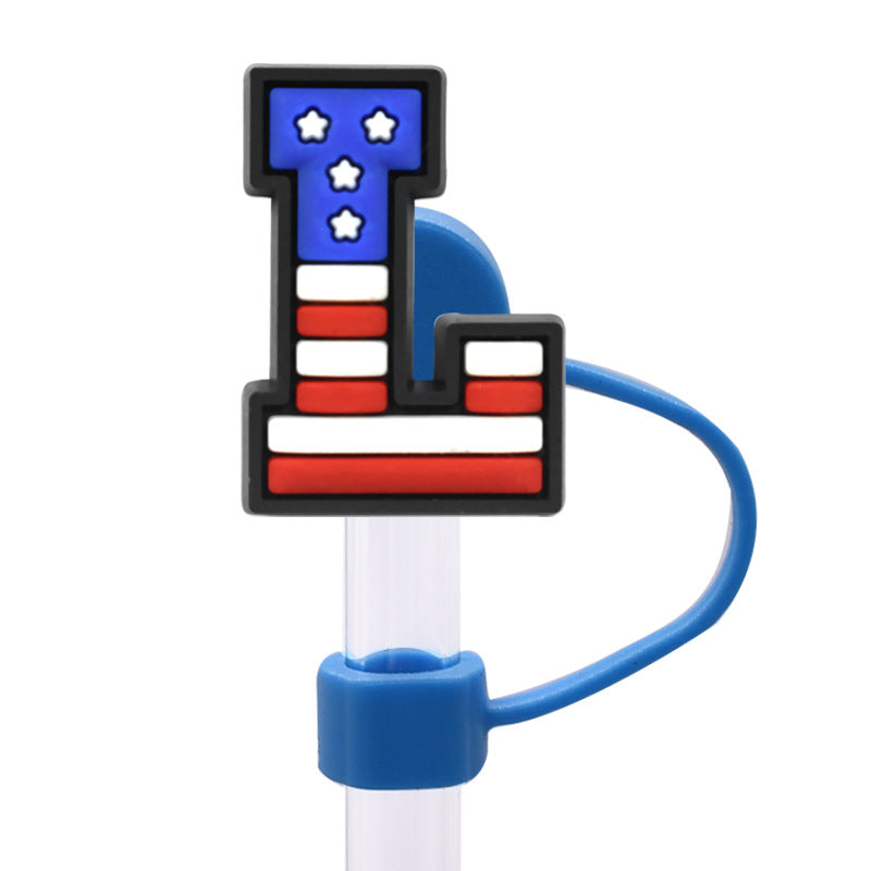 Wholesale Random 100pcs dustproof straw cap letter Straw Cover Straw Tube Cap