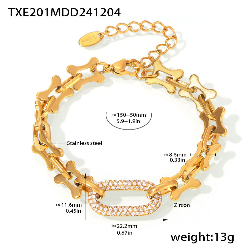 Wholesale  Stainless Steel Horseshoe Handmade Chain Micro Zircon Necklace Bracelet