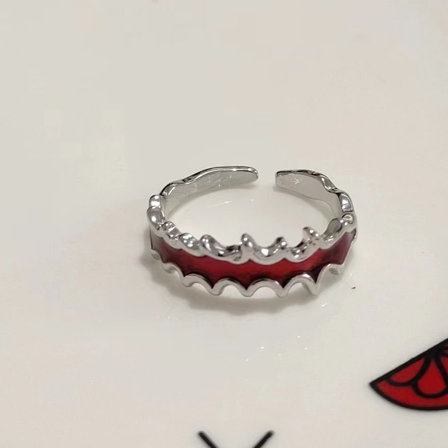 Wholesale Women S Open Ring Red Flame Irregular Geometric French Style Fashion Jewelry Gift For Everyday Wear