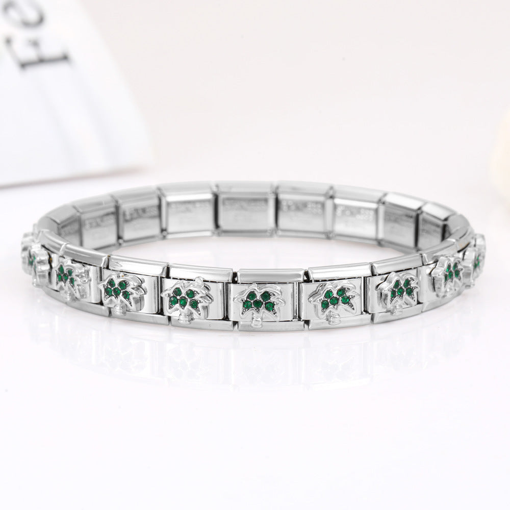 Wholesale 10pcs Italian Charm Bracelet 9mm DIY Splicing Removable Milk Tea Juice Stainless Steel Composable Bracelet