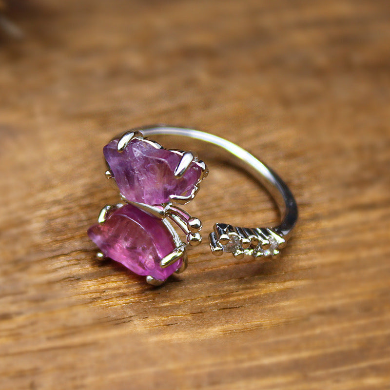 Wholesale Fluorite Butterfly Carved Ring