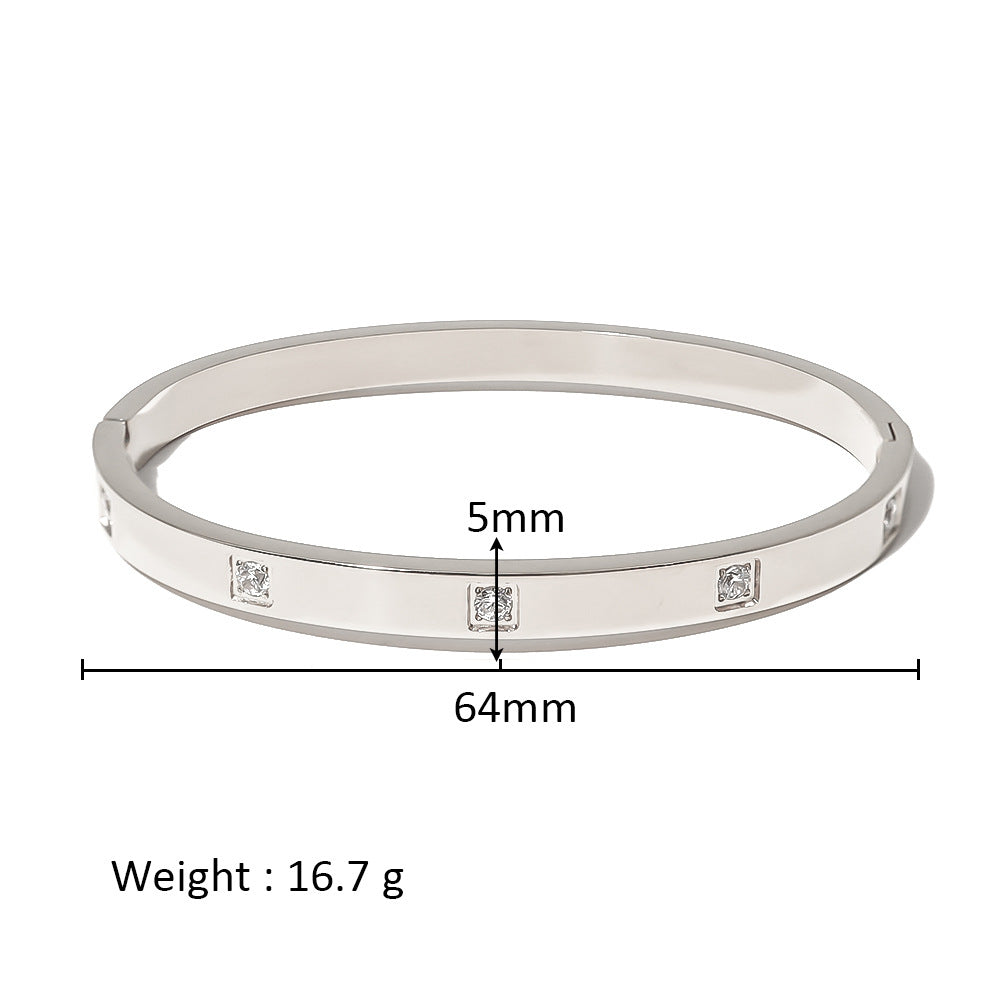 Wholesale Stainless Steel 18K Gold Plated Geometric Star Flower Zircon Bracelet