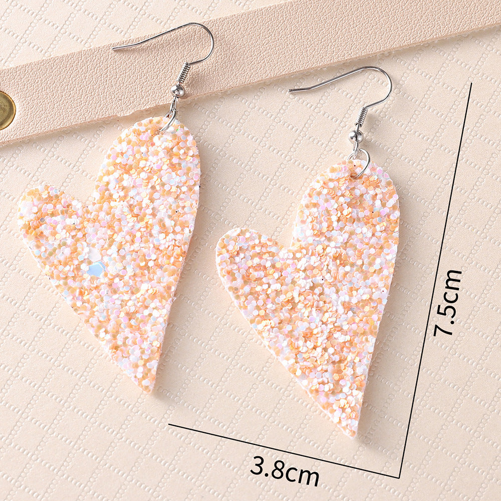 Wholesale  Valentine's Day Blingbling Sequins Peach Heart Love Sexy Red Lips Earrings