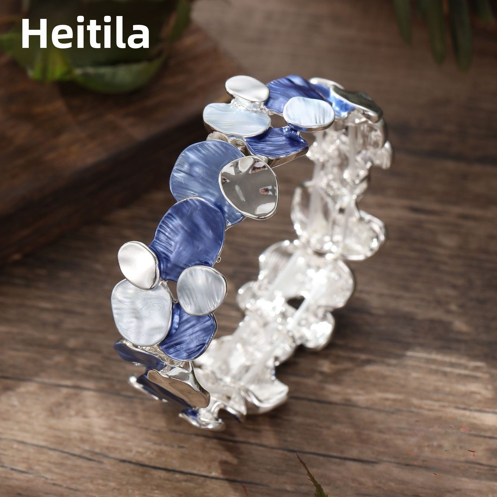Wholesale  Enamel Geometric Oval Elastic Bracelet  Exaggerated  Irregular Flower Bracelet