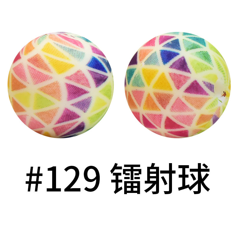 Wholesale 50pcs 15mm Western Style Leopard Skull Color Aztec Printed Silicone Balls Beads ACC-BDS-HeSheng006