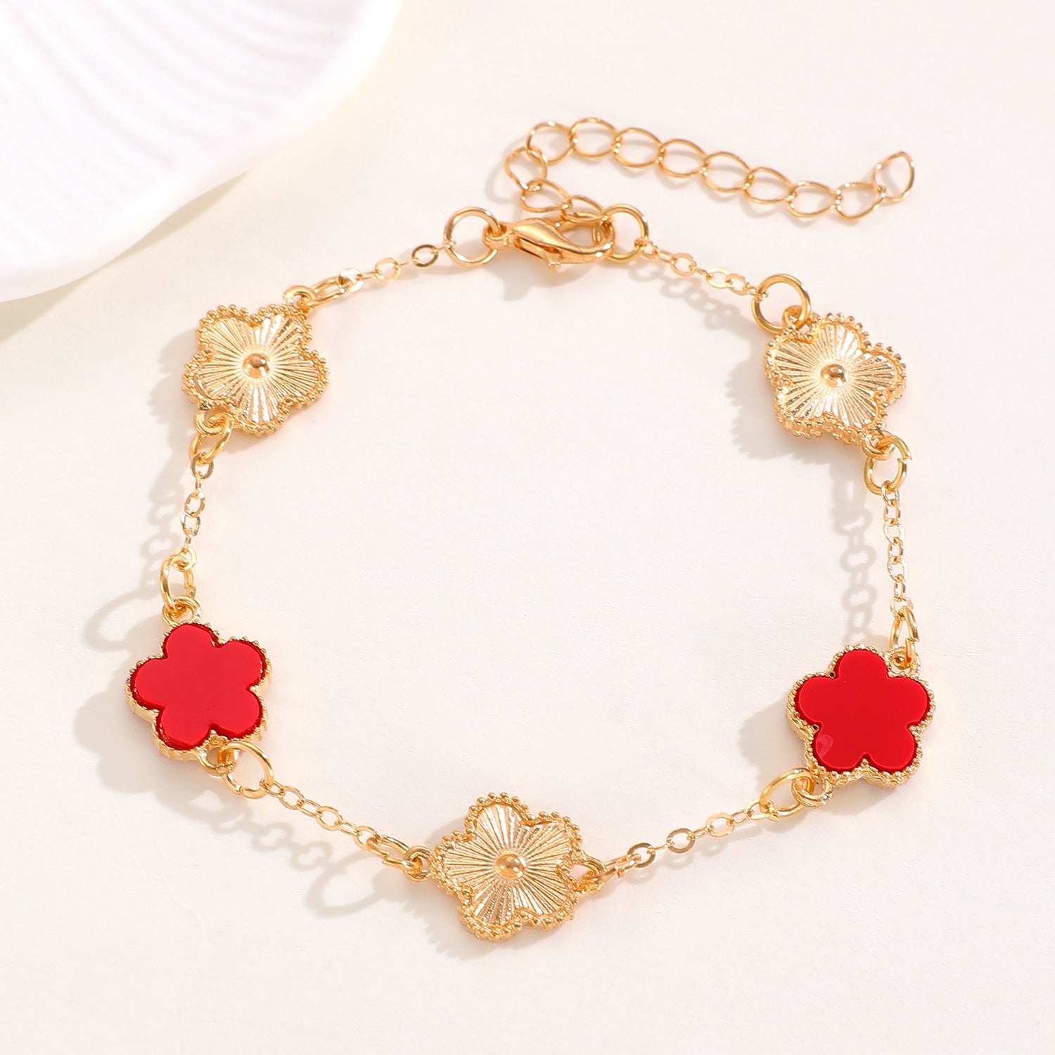 Wholesale Alloy five-leaf clover flower bracelet