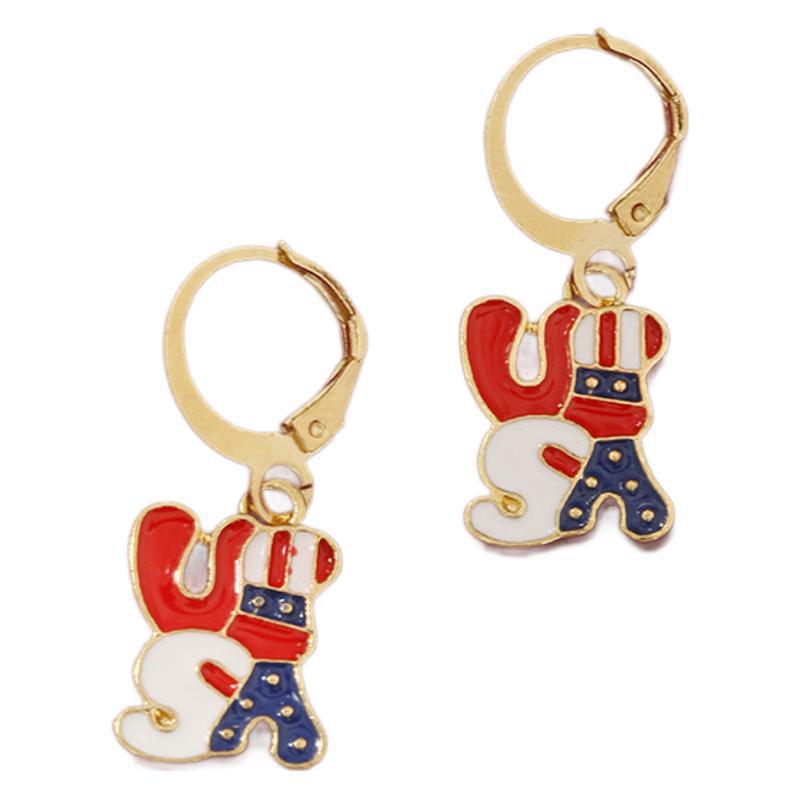 Wholesale Independence Day USA Flag Ice Cream Star Apple Flag Earrings Set