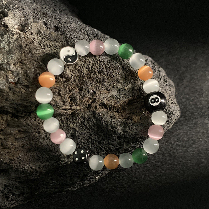 Wholesale Obsidian Cross Bracelet L Black Eight Billiards Bracelet